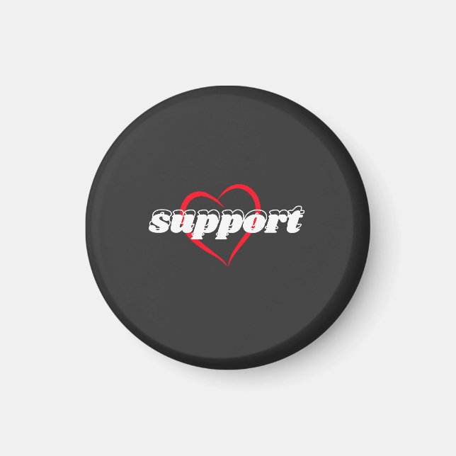 Support Heart Design – Red Love Symbol with Bold  Magnet (Front)