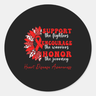 Support Heart Warriors Disease Awareness Sunflower Classic Round Sticker