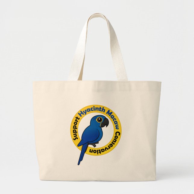 Support Hyacinth Macaw Conservation Large Tote Bag (Front)