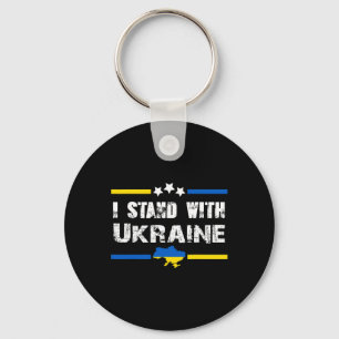 Support I Stand With Ukraine Flag American Ukraini Key Ring