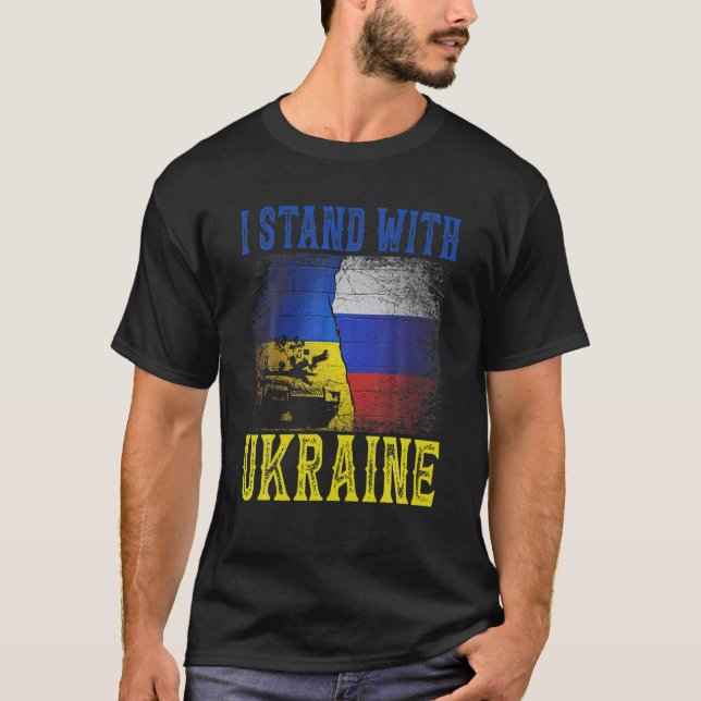 Support I Stand With Ukraine Russian Ukrainian Tan T-Shirt (Front)