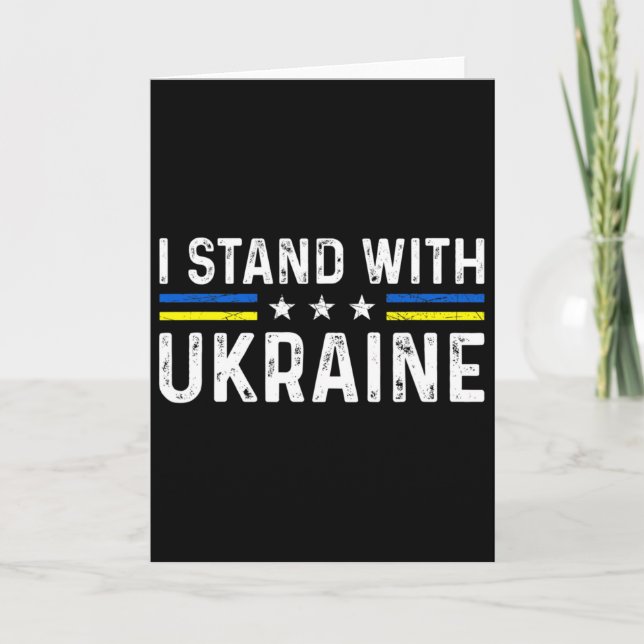 Support I Stand With Ukraine Ukrainian Flag  Card (Front)