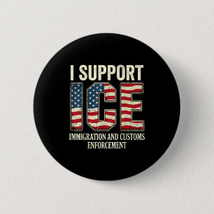 Support ice immigration officers american flag 6 cm round badge