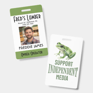 Support Independent Media Frog Name Badge ID Badge