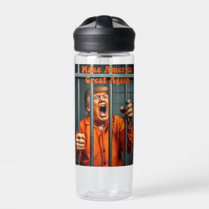 Support Kamala Walz Justice Trump Funny Satire  Water Bottle