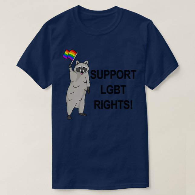Support LGBT Rights Funny Racoon Pride Meme T-Shirt (Design Front)