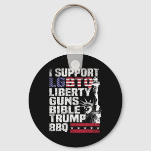Support Lgbtq Liberty Guns Bible Trump Bbq  Key Ring