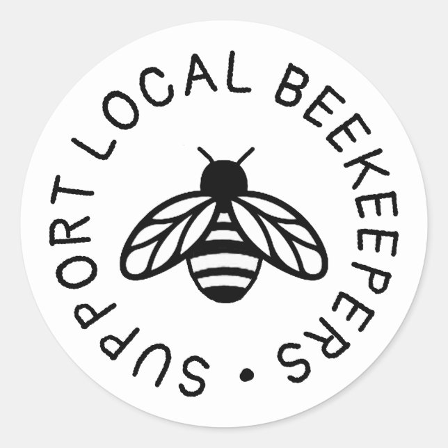 Support Local Beekeepers Cute Honeybee Icon Honey Classic Round Sticker (Front)