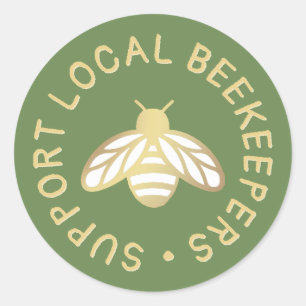 Support Local Beekeepers Gold Honeybee Icon Honey Classic Round Sticker