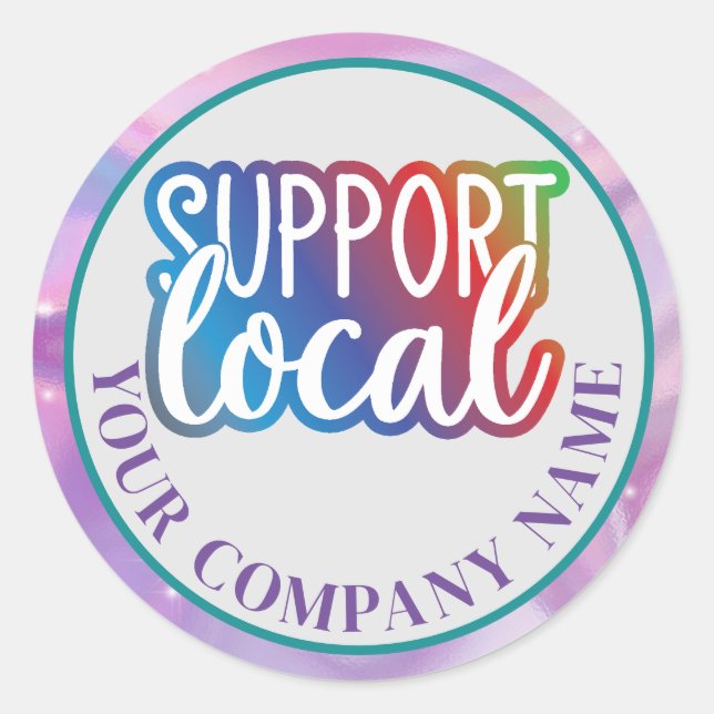 Support Local Business Customisable Classic Round Sticker (Front)