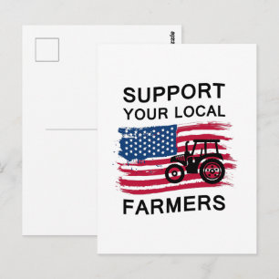 Support local Farmers word art Postcard