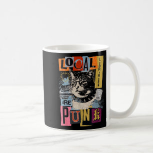 Support local library funny cat reading book y2k coffee mug