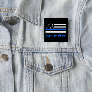 Support Local Police Thin Blue Line 15 Cm Square Badge