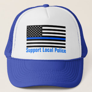 Support Local Police Thin Blue Line Trucker Hat