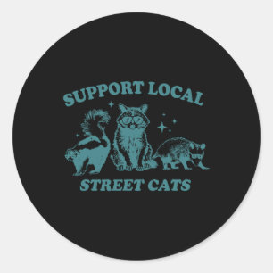 Support-local-street-cat Funny Vintage Racoon Opo Classic Round Sticker