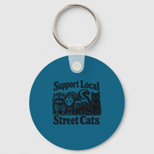 Support local street cats team trash opossum key ring