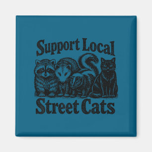 Support local street cats team trash opossum magnet