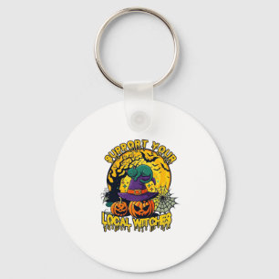 Support Local Witches Halloween Cat Witch Hat Pump Key Ring