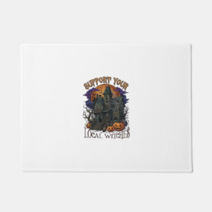 Support Local Witches Halloween Haunted House Pump Doormat