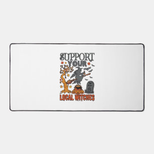 Support Local Witches Halloween Witch Cauldron Pum Desk Mat