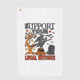 Support Local Witches Halloween Witch Cauldron Pum Golf Towel