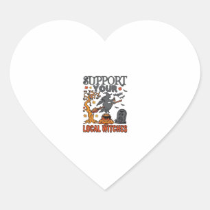 Support Local Witches Halloween Witch Cauldron Pum Heart Sticker