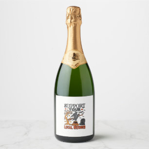 Support Local Witches Halloween Witch Cauldron Pum Sparkling Wine Label