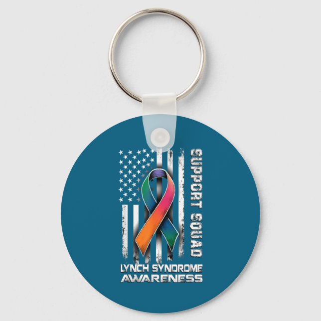 Support Lynch Syndrome Squad Awareness Fun Key Ring (Front)