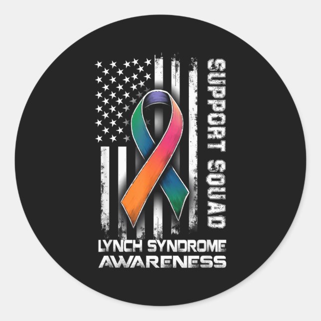 Support Lynch Syndrome Squad Awareness Smile Classic Round Sticker (Front)