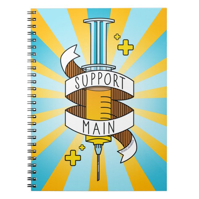Support Main Gamer Yellow Cartoon Syringe Notebook (Front)