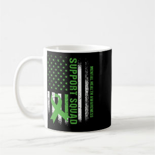 Support Mental Health Squad Awareness Us Flag Gree Coffee Mug