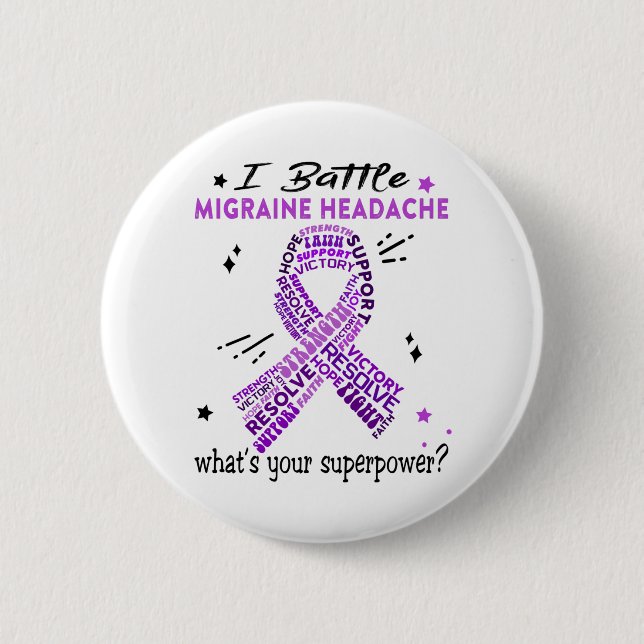 Support Migraine Headache Warrior Gifts 6 Cm Round Badge (Front)