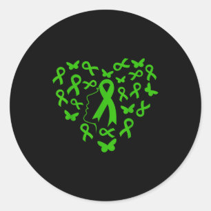 Support Mitochondrial Disease Woman Heart Green Ri Classic Round Sticker
