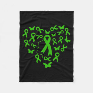Support Mitochondrial Disease Woman Heart Green Ri Fleece Blanket