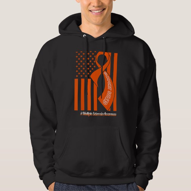Support Multiple Sclerosis Squad Us Flag Matching  Hoodie (Front)