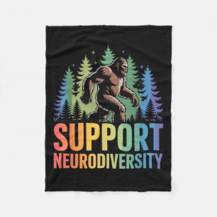 Support Neurodiversity Funny Bigfoot Autism ADHD Fleece Blanket