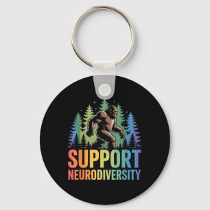 Support Neurodiversity Funny Bigfoot Autism ADHD Key Ring