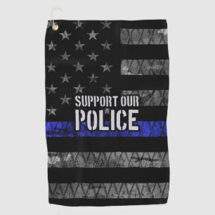 Support Our Police Distressed Flag Golf Towel