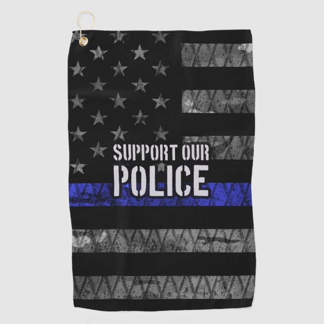 Support Our Police Distressed Flag Golf Towel (Front)