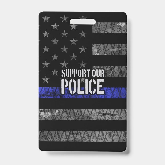Support Our Police Distressed Flag ID Badge (Front)