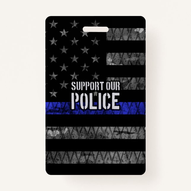 Support Our Police Distressed Flag ID Badge (Front)
