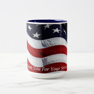 Support Our Troops American Flag Customisable Two-Tone Coffee Mug