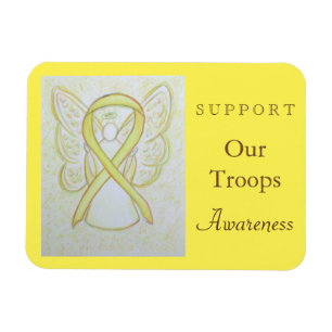 Support Our Troops Awareness Ribbon Angel Magnet