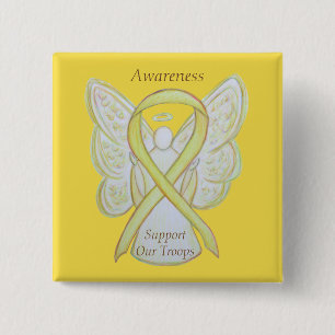 Support Our Troops Awareness Ribbon Angel Pin