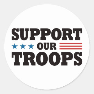 Support Our Troops - Black Classic Round Sticker