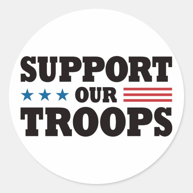 Support Our Troops - Black Classic Round Sticker (Front)