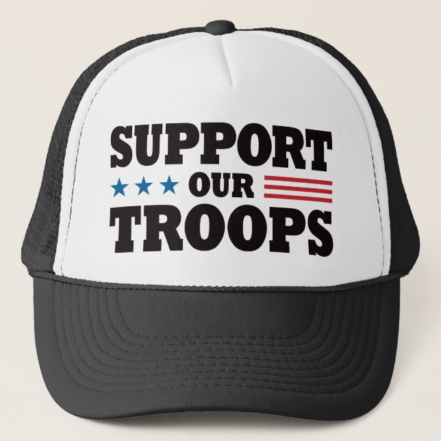 Support Our Troops - Black Trucker Hat (Front)
