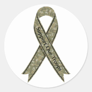 Support Our Troops Camo Classic Round Sticker