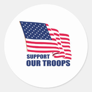 Support our troops classic round sticker
