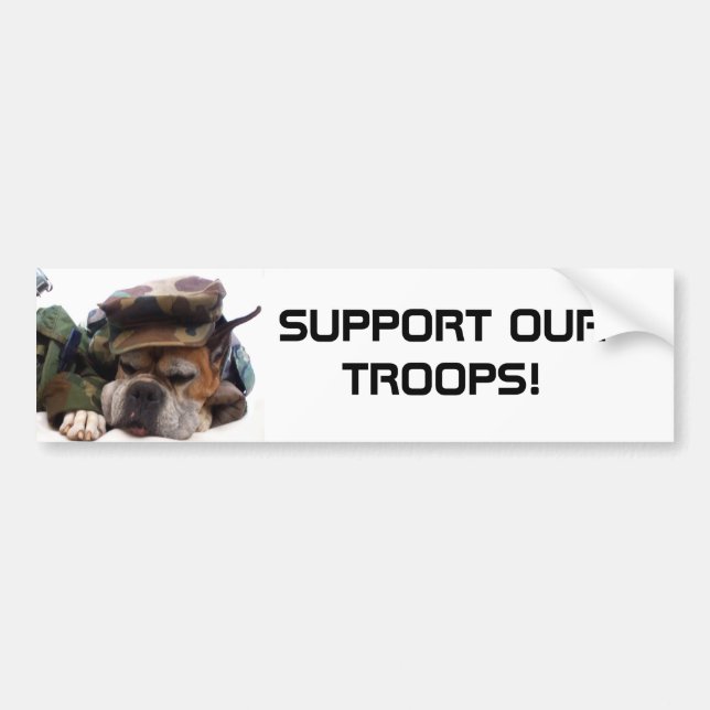 Support our troops Military boxer bumper sticker (Front)